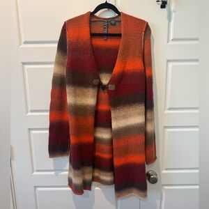 Payton Ombré Knit Striped Lambswool Blend Cardigan Long Boho Indie Size Medium